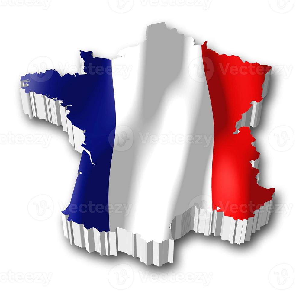 France - Country Flag and Border on White Background photo