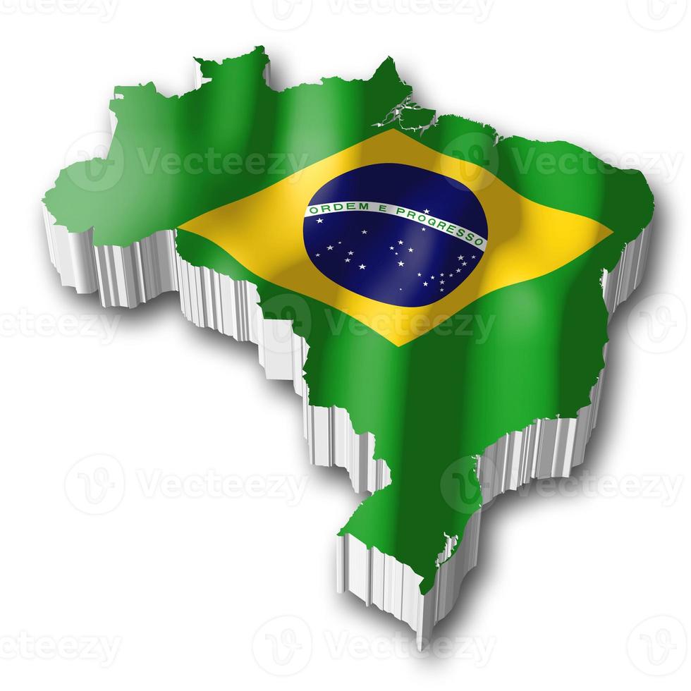 Brazil - Country Flag and Border on White Background photo