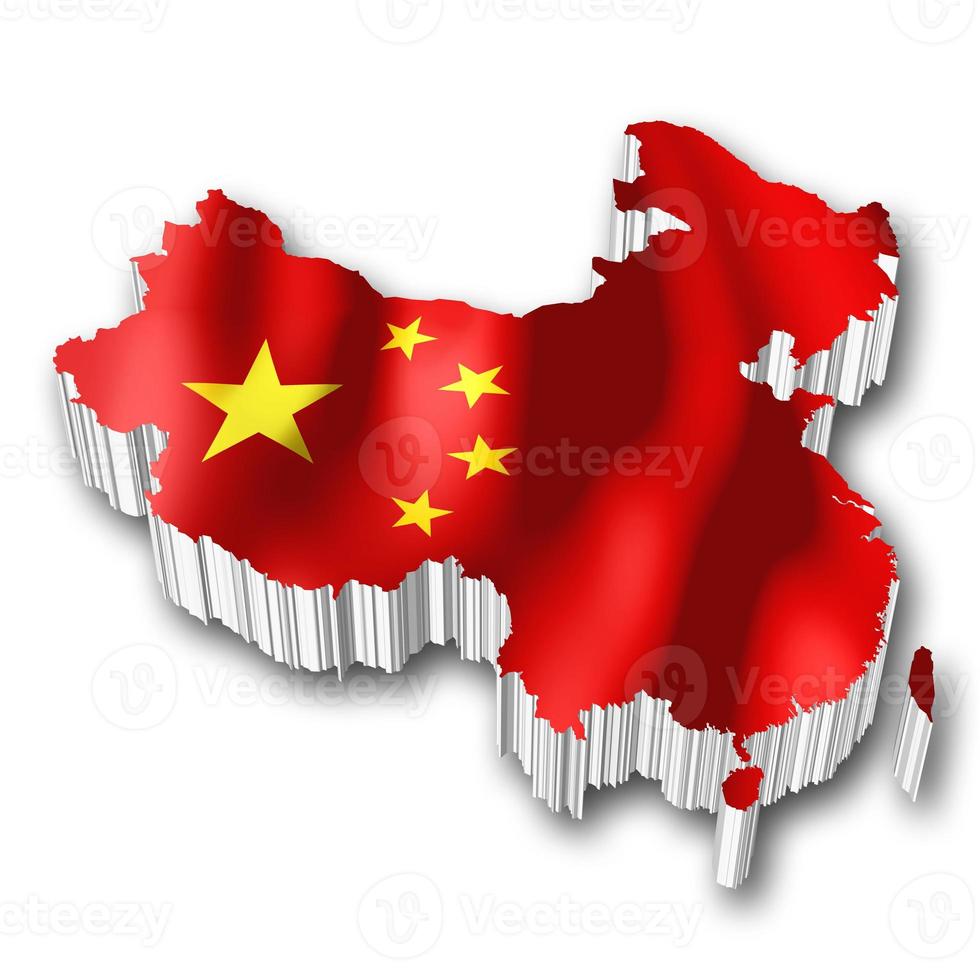 China - Country Flag and Border on White Background photo