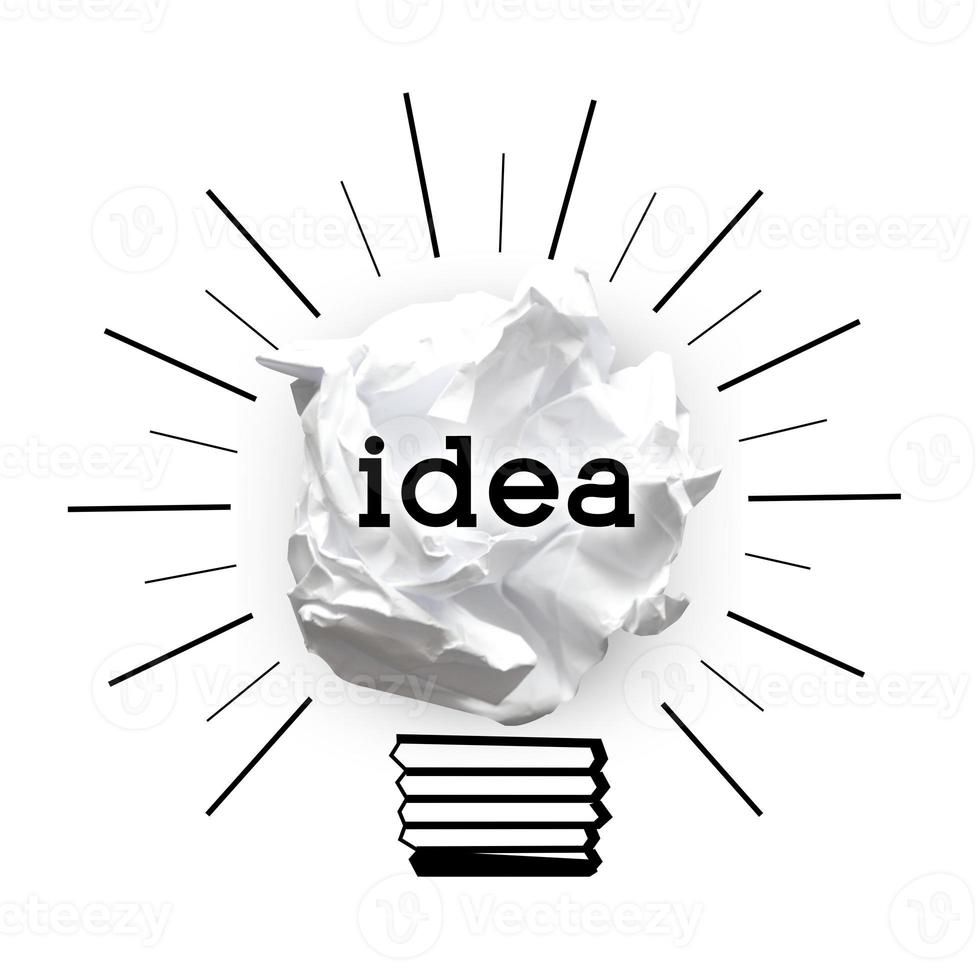 Light Bulb Made with Crumpled Paper - Idea, Creativity Concept photo