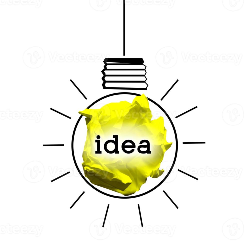 Hanging Paper Ball Light Bulb - Idea, Creativity Concept photo