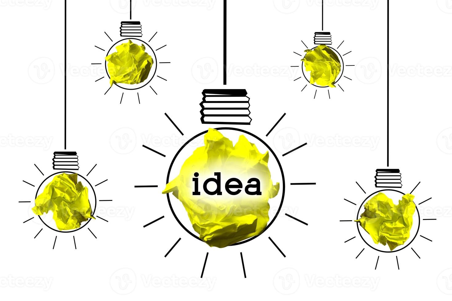 Hanging Paper Ball Light Bulbs - Idea, Creativity Concept photo