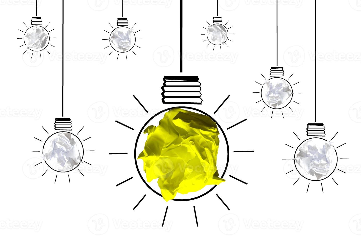 Light Bulb Icon Made with Crumpled Paper - Idea, Creativity Concept photo