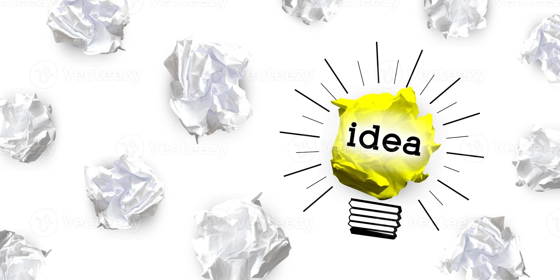 Light Bulbs Made with Crumpled Paper - Idea, Creativity Concept photo