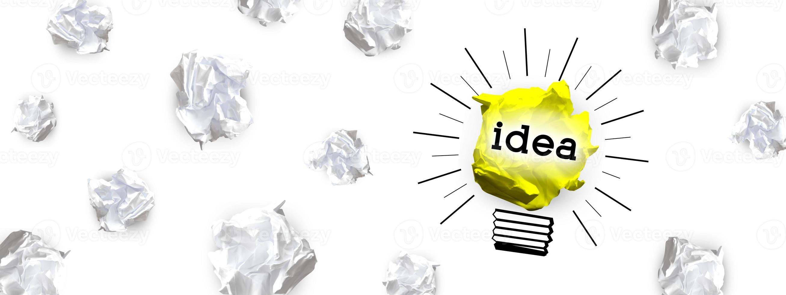 Light Bulbs Made with Crumpled Paper - Idea, Creativity Concept photo