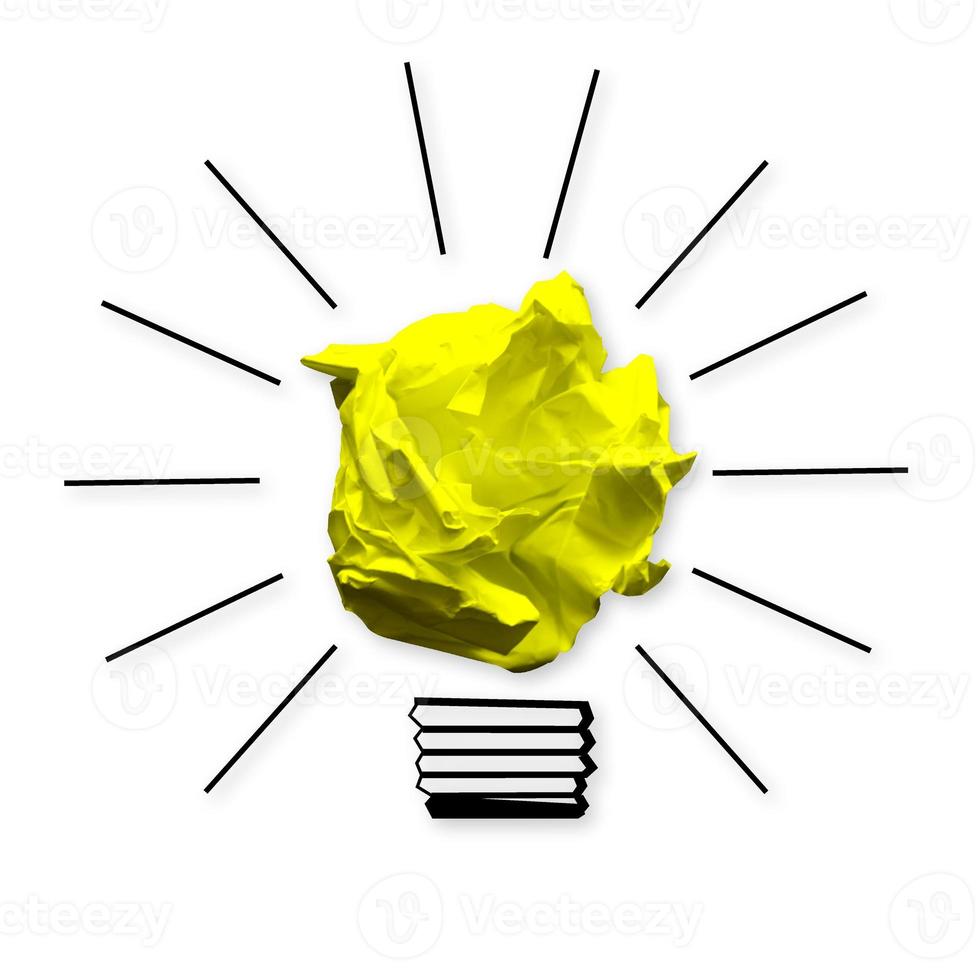 Light Bulb Icon Made with Crumpled Paper - Idea, Creativity Concept photo
