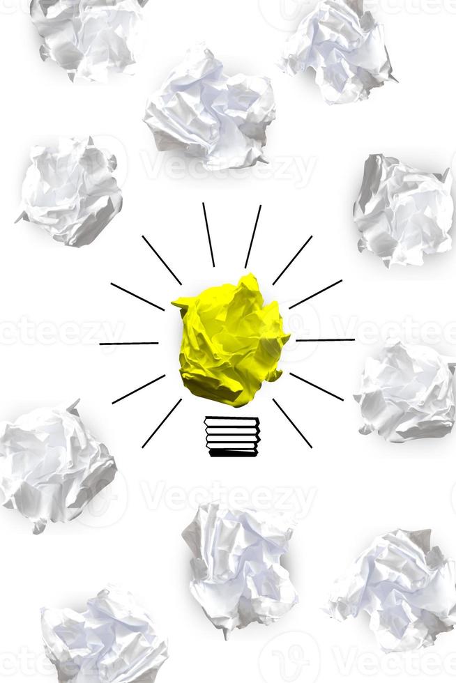 Light Bulb Icon Made with Crumpled Paper - Idea, Creativity Concept photo