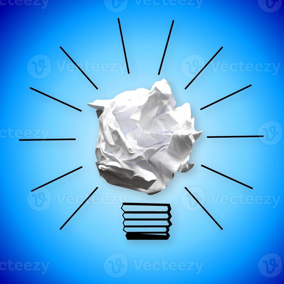 Light Bulb Icon Made with Crumpled Paper - Idea, Creativity Concept photo
