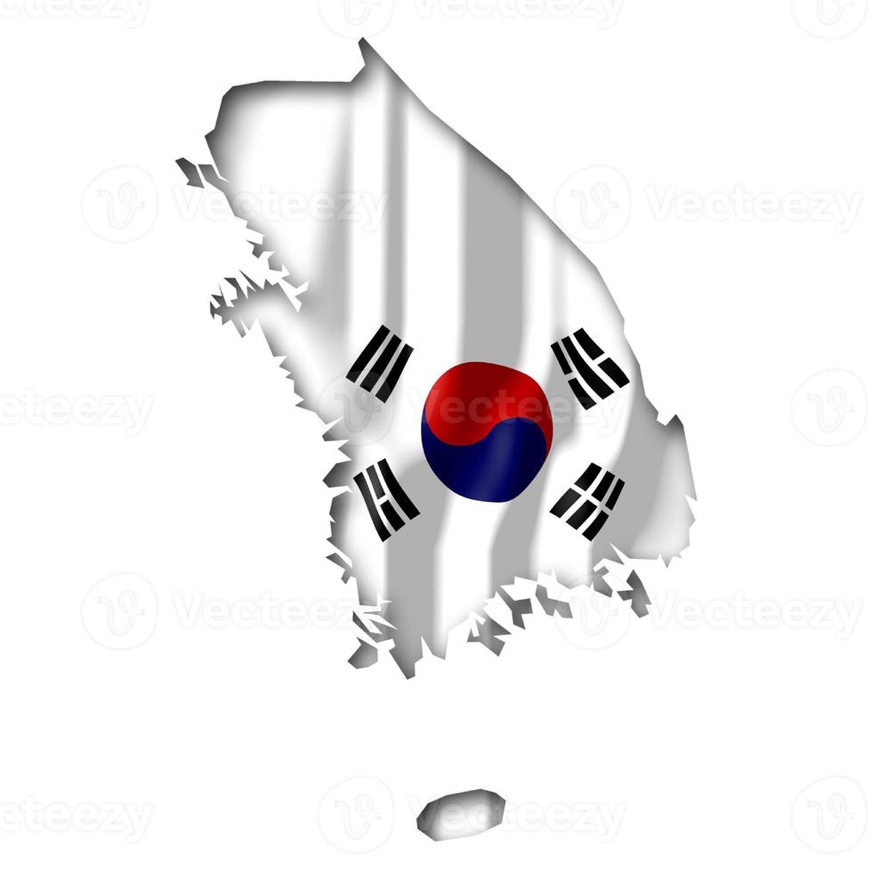 South Korea - Country Flag and Border on White Background photo