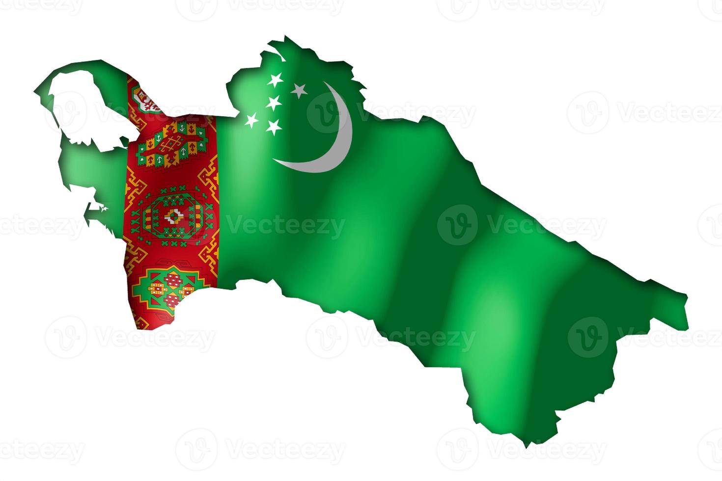 Turkmenistán - país bandera y frontera en blanco antecedentes foto