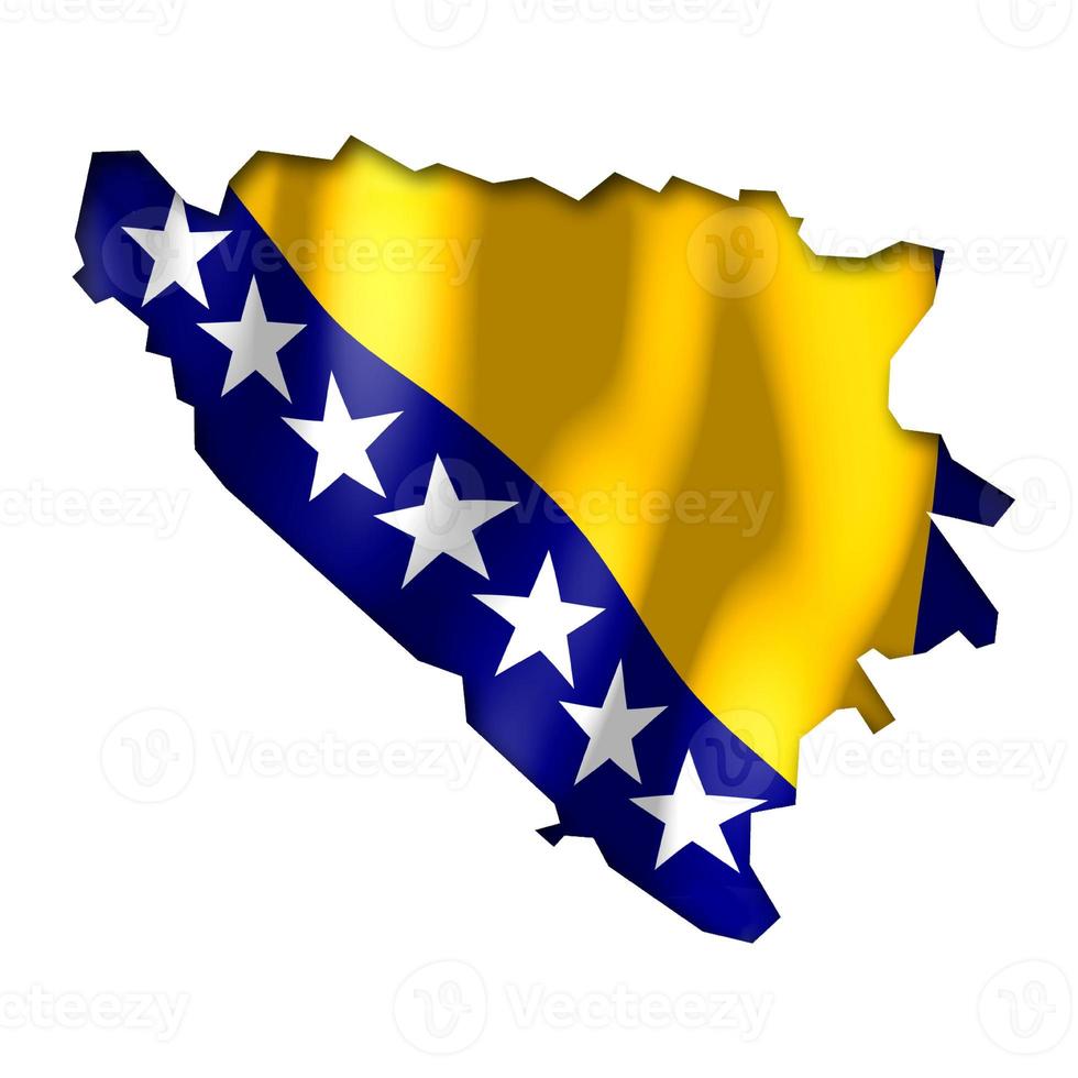 Bosnia and Herzegovina - Country Flag and Border on White Background photo