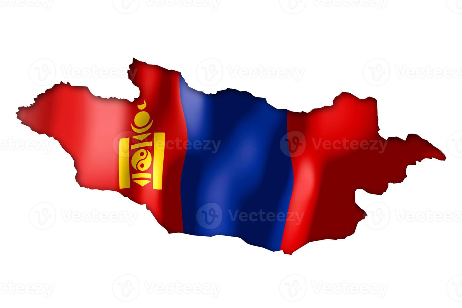 Mongolia - país bandera y frontera en blanco antecedentes foto