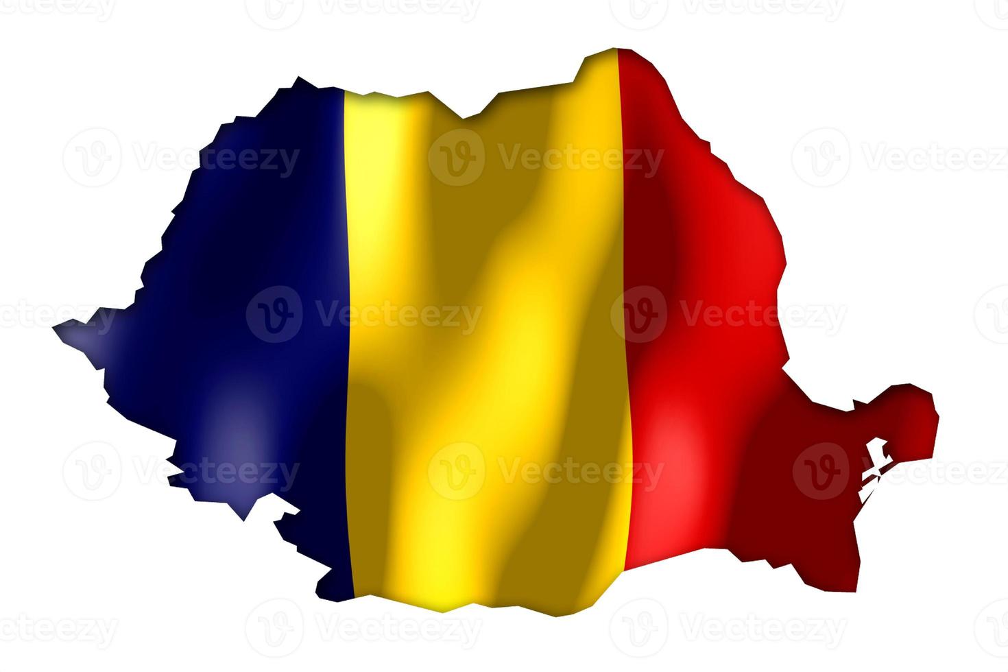 Rumania - país bandera y frontera en blanco antecedentes foto