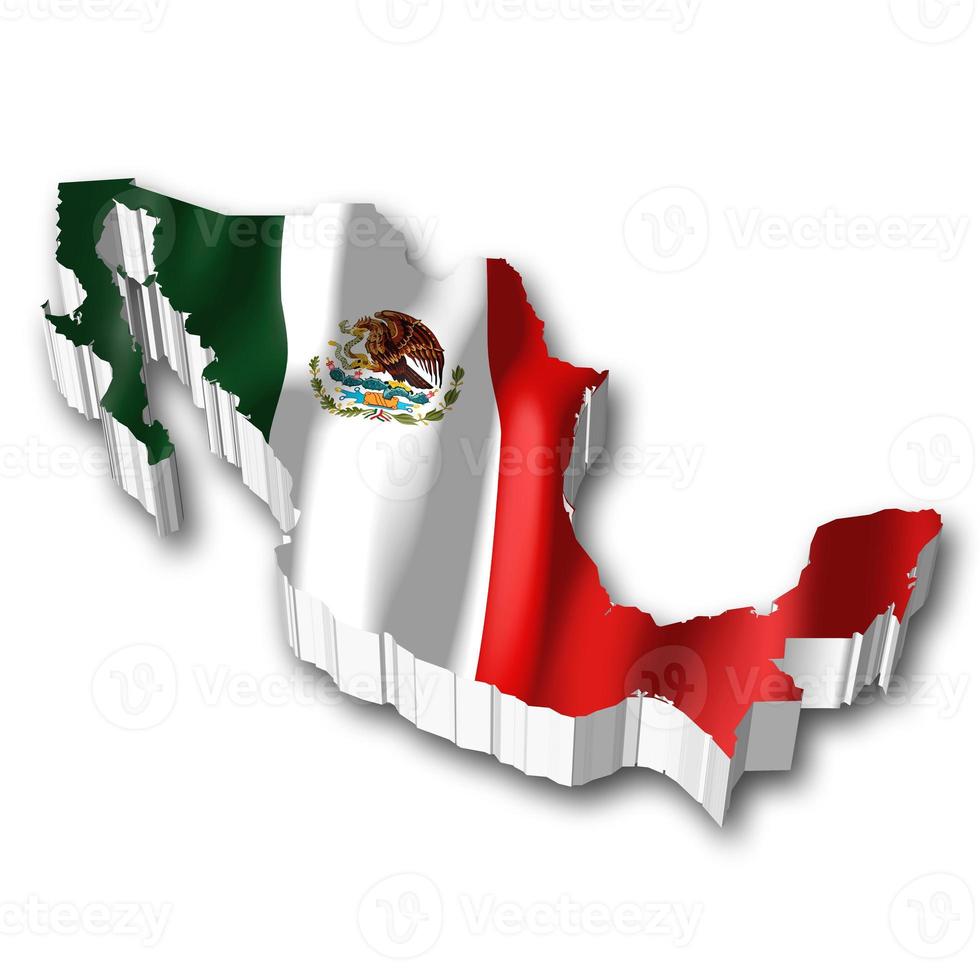 mexico - país bandera y frontera en blanco antecedentes foto