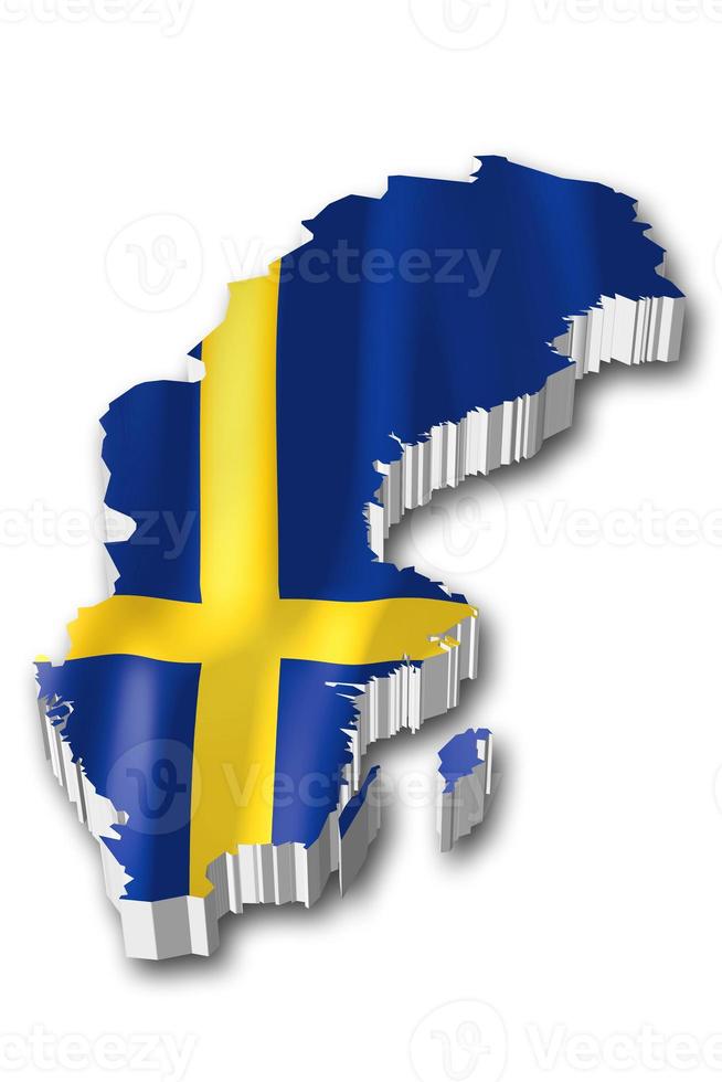 Sweden - Country Flag and Border on White Background photo