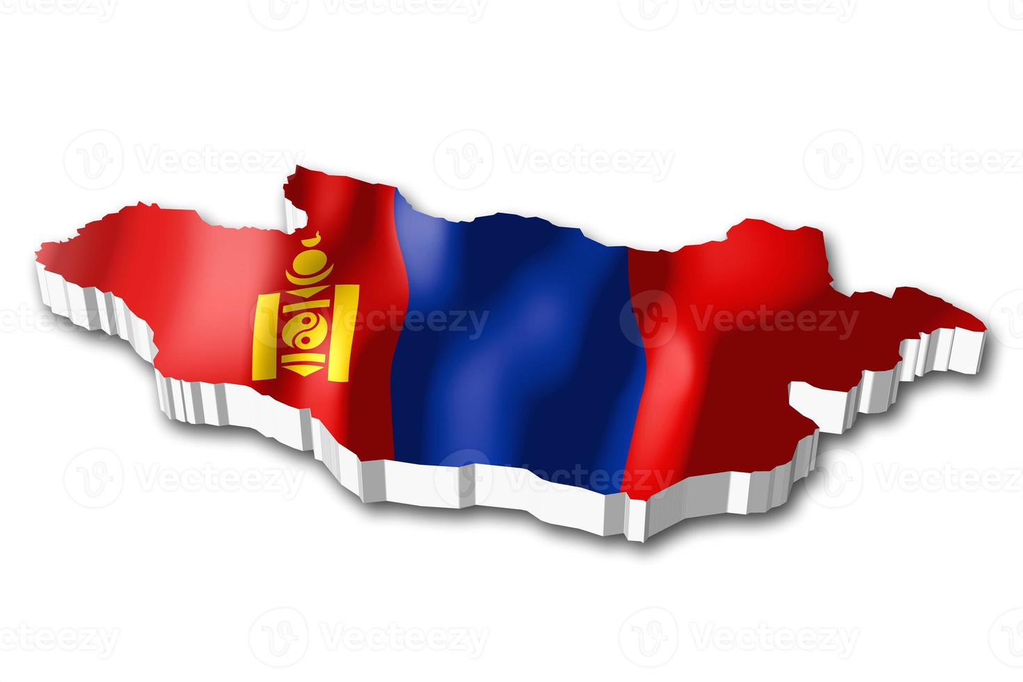 Mongolia - Country Flag and Border on White Background photo