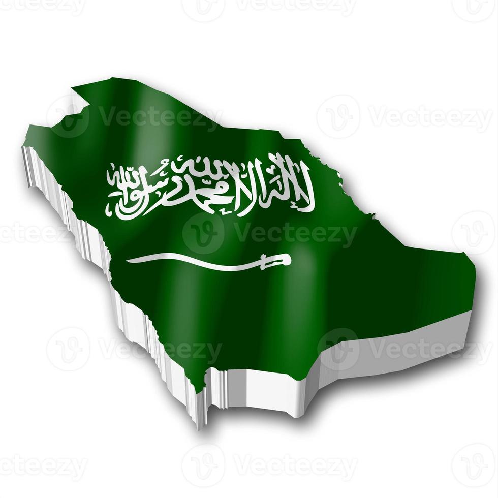 Saudi Arabia - Country Flag and Border on White Background photo