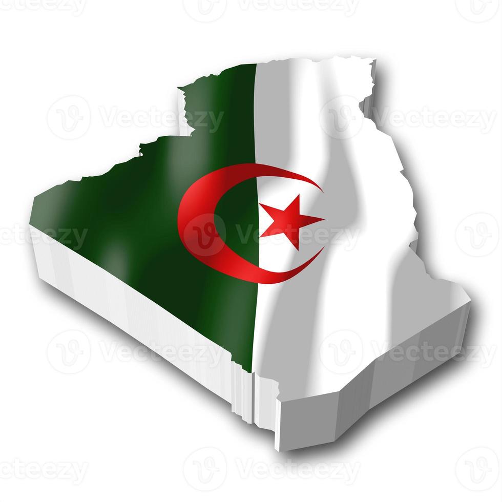 Algeria - Country Flag and Border on White Background photo