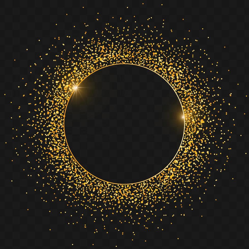 Golden round glitter frame with space for text vector