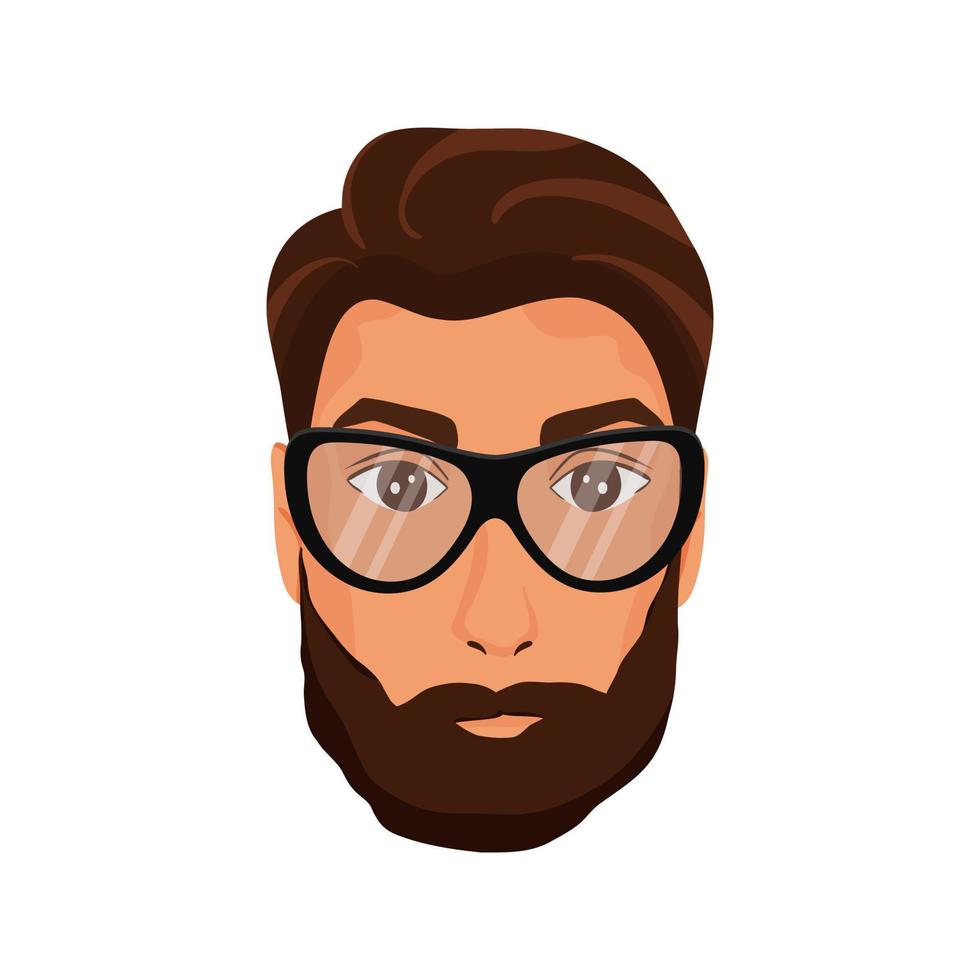 Man's face in glasses with beard vector