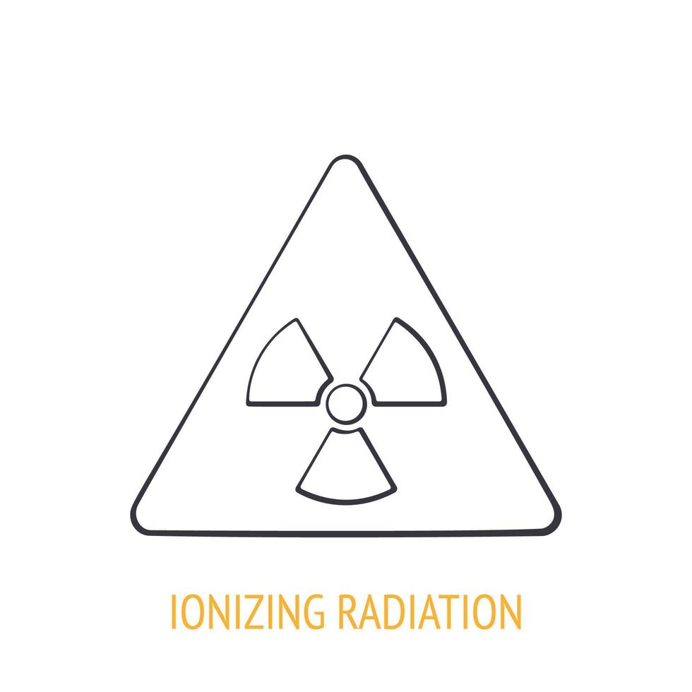 ionizante radiación peligro símbolo. contorno icono. vector ilustración. nuclear energético símbolo. triangular advertencia firmar de peligro. mano dibujado bosquejo. aislado blanco antecedentes