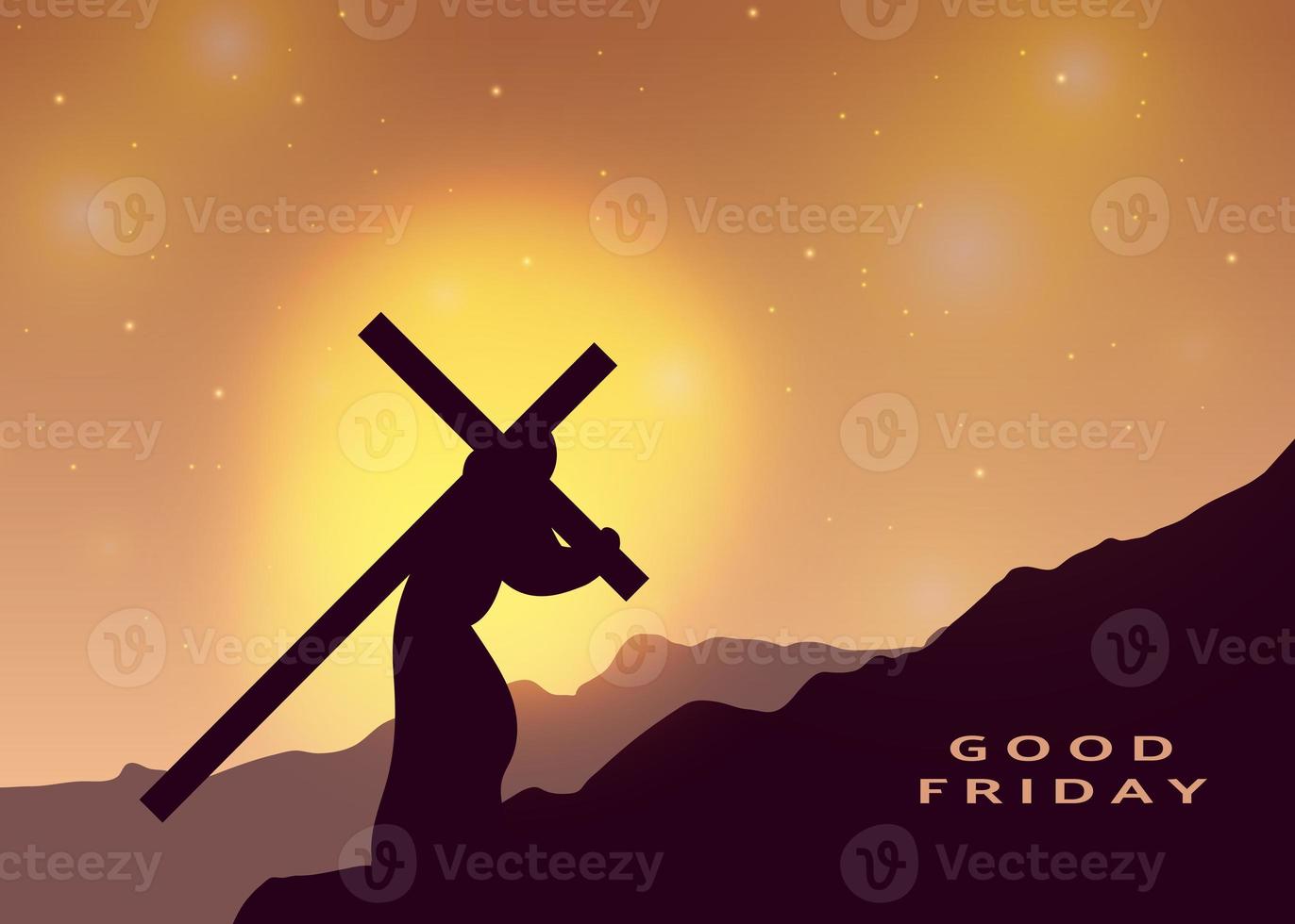 Good Friday christian jesus silhouette background sunset photo