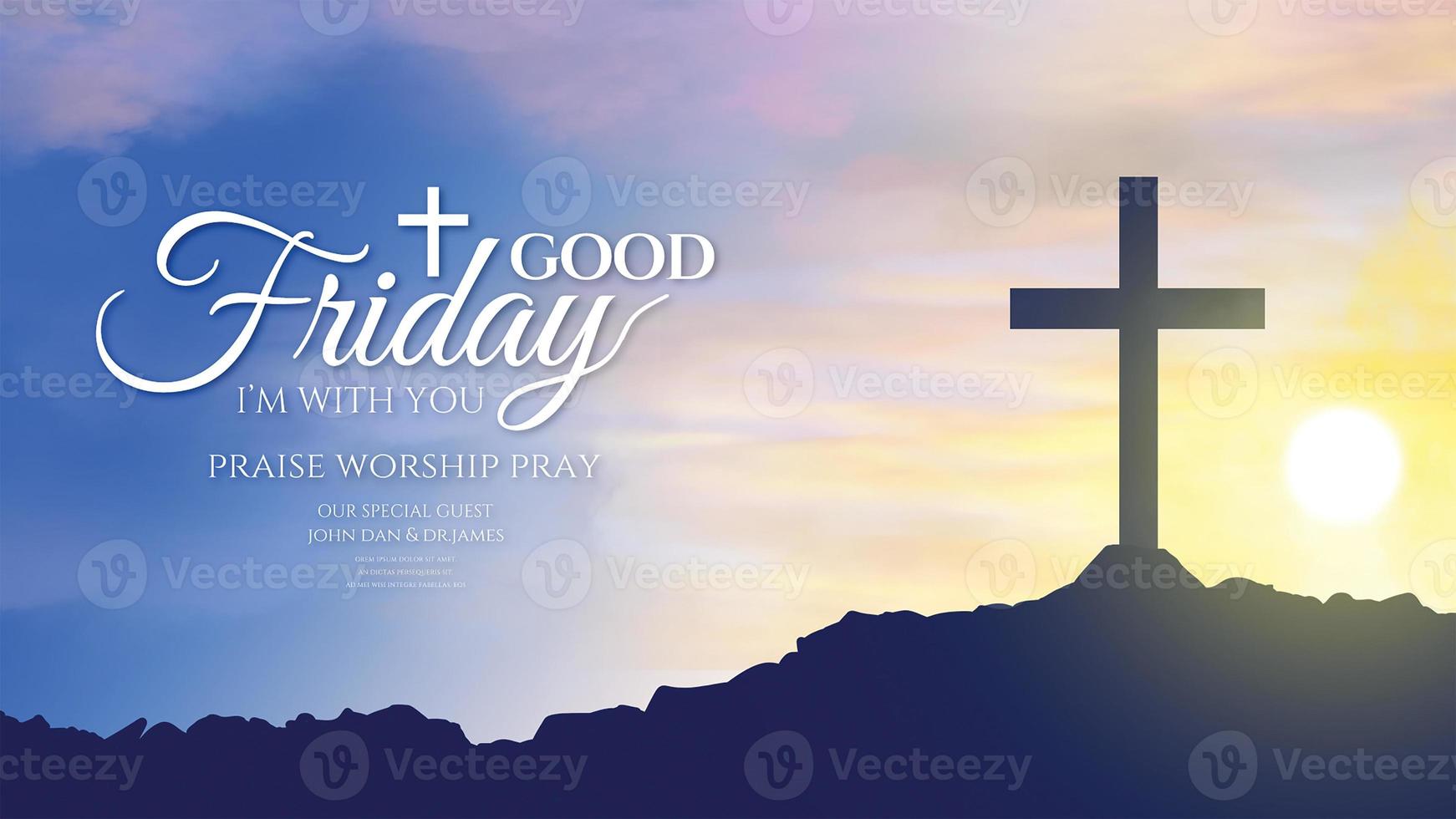 Good Friday christian jesus silhouette background sunset photo