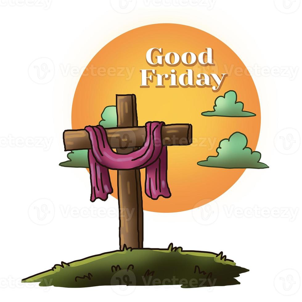 Good Friday christian jesus silhouette background sunset photo