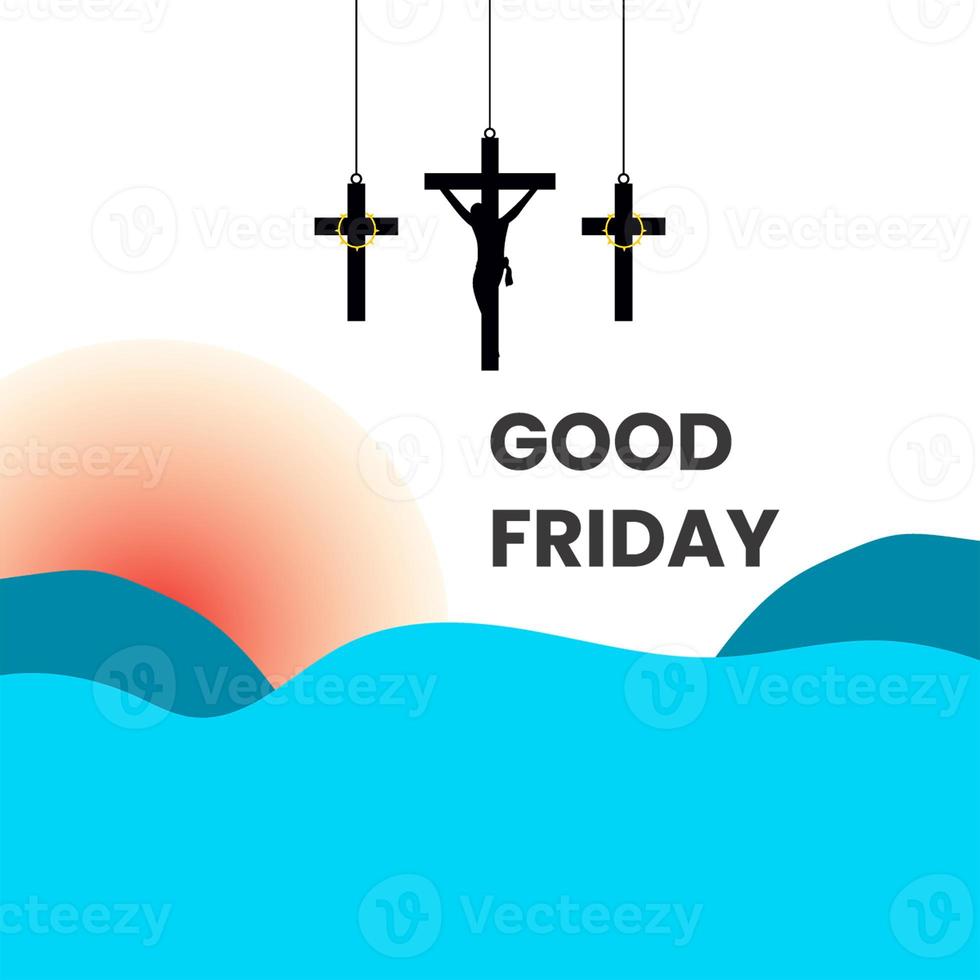 Good Friday christian jesus silhouette background sunset photo