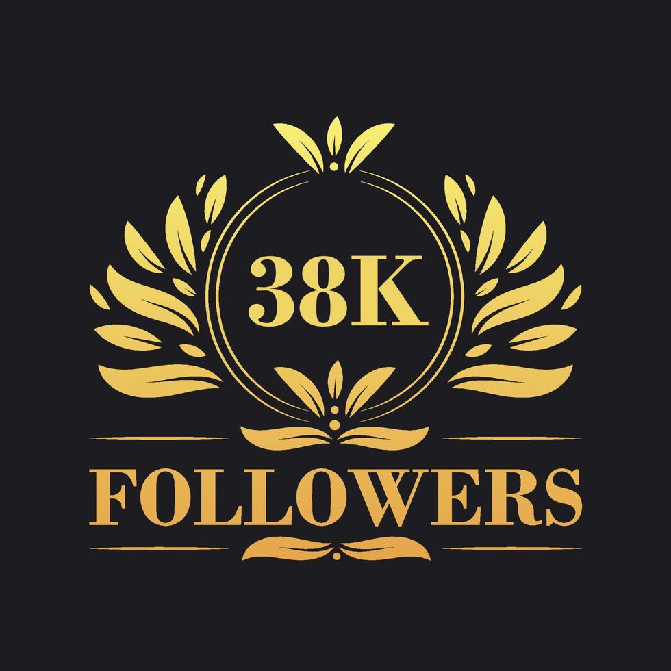 38K Followers celebration design. Luxurious 38K Followers logo for social media followers vector
