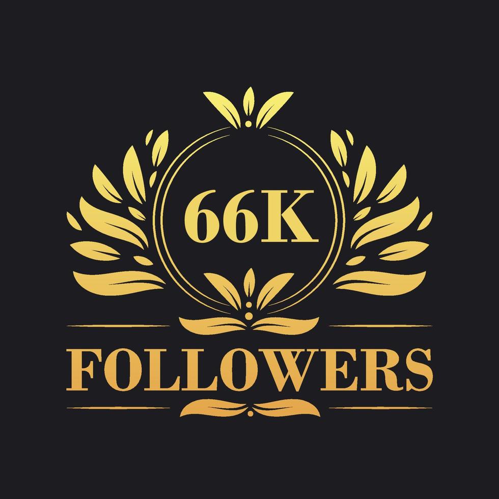 66K Followers celebration design. Luxurious 66K Followers logo for social media followers vector