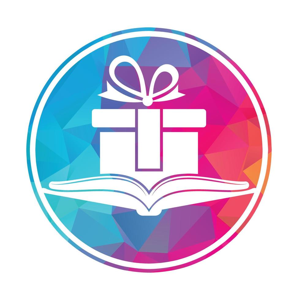Book gift logo design vector. Present and market symbol or icon. library and surprise logotype design template. vector