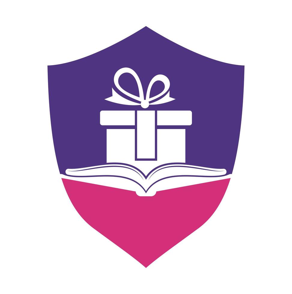 libro regalo logo diseño vector. presente y mercado símbolo o icono. biblioteca y sorpresa logotipo diseño modelo. vector