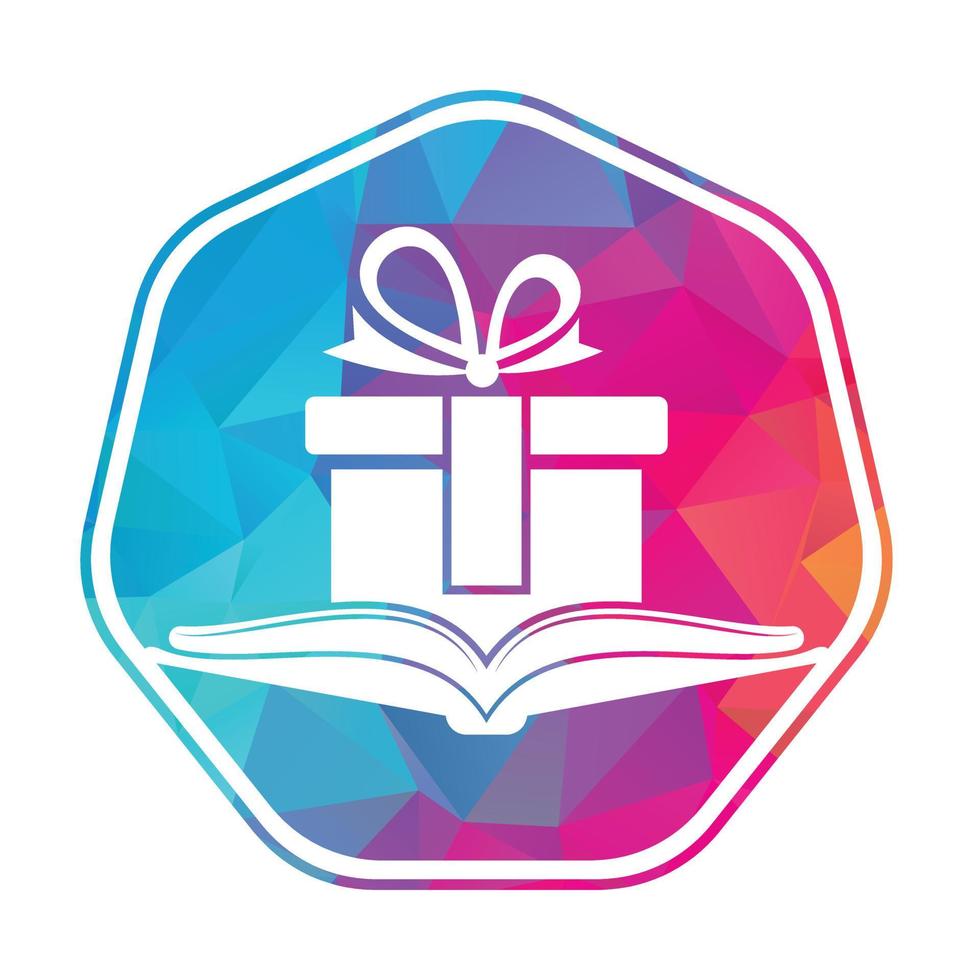 Book gift logo design vector. Present and market symbol or icon. library and surprise logotype design template. vector