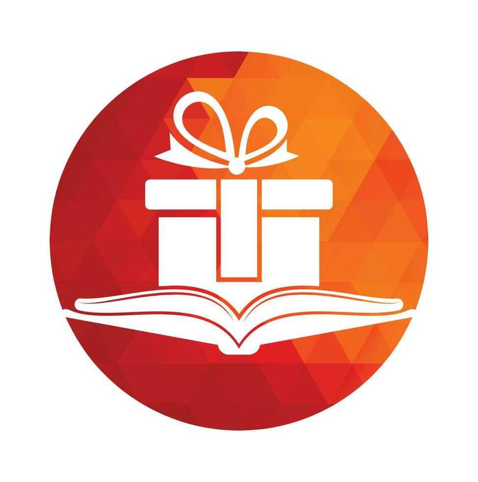 Book gift logo design vector. Present and market symbol or icon. library and surprise logotype design template. vector