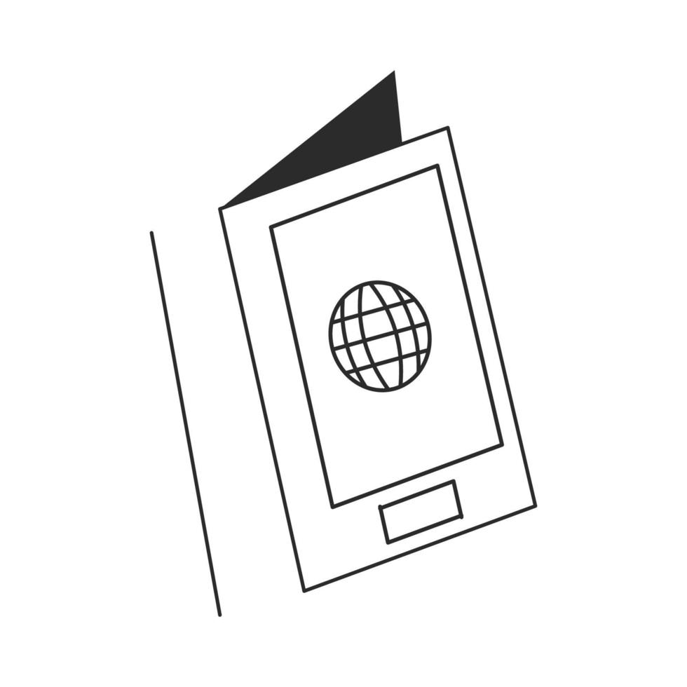 International passport outline clipart vector illustration isolated on white background. Travel concept.