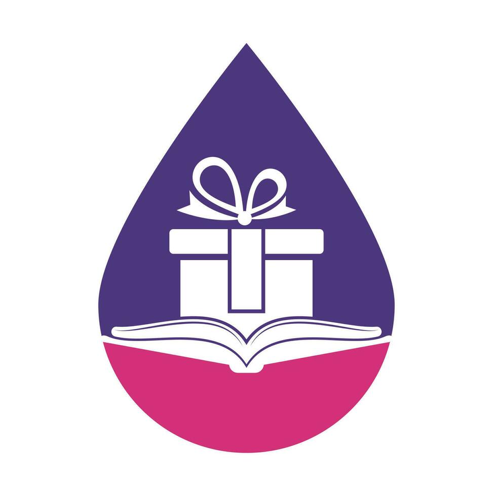 Book gift drop shape concept logo design vector. library and surprise logotype design template. vector