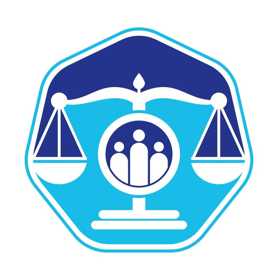 Justice people logo design vector. Law firm and people logo icon template design. vector
