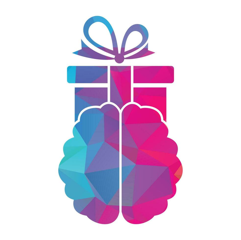 Gift Brain Logo Icon Design. vector