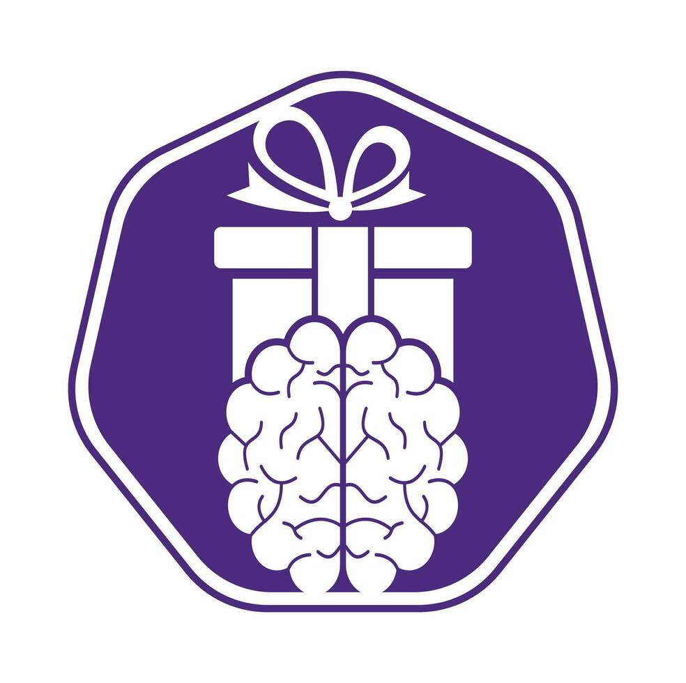 Gift Brain Logo Icon Design. vector