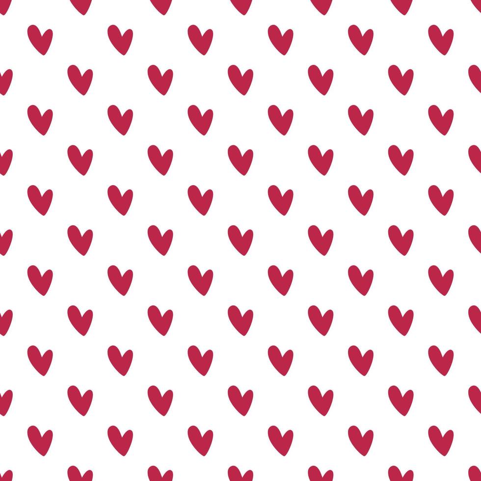 Vector seamless pattern with red hearts. Beautiful minimalistic ornament on white background. Cute print with love symbol for textile and paper.