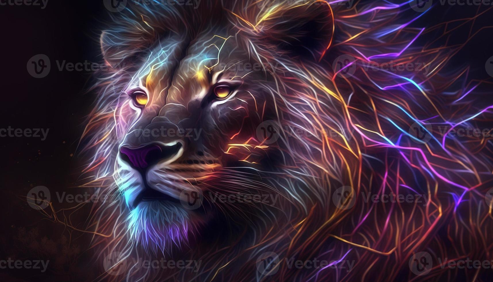 Leo Zodiac Sign magical neon energy glowing Generative Art photo