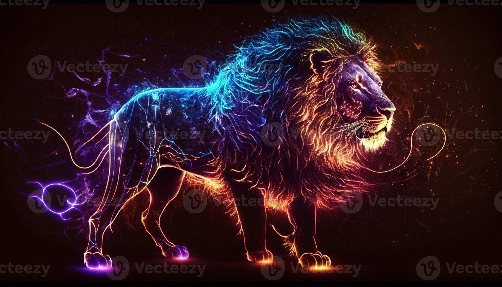 Leo Zodiac Sign magical neon energy glowing Generative Art photo