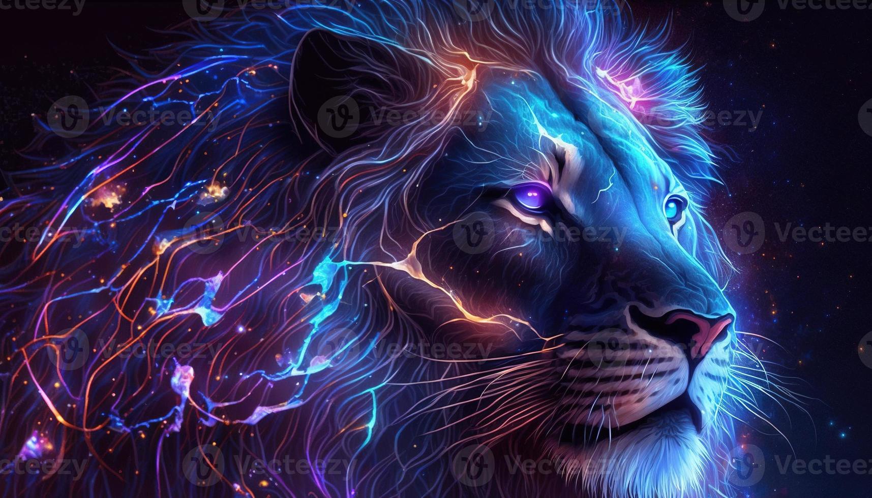 Leo Zodiac Sign magical neon energy glowing Generative Art photo