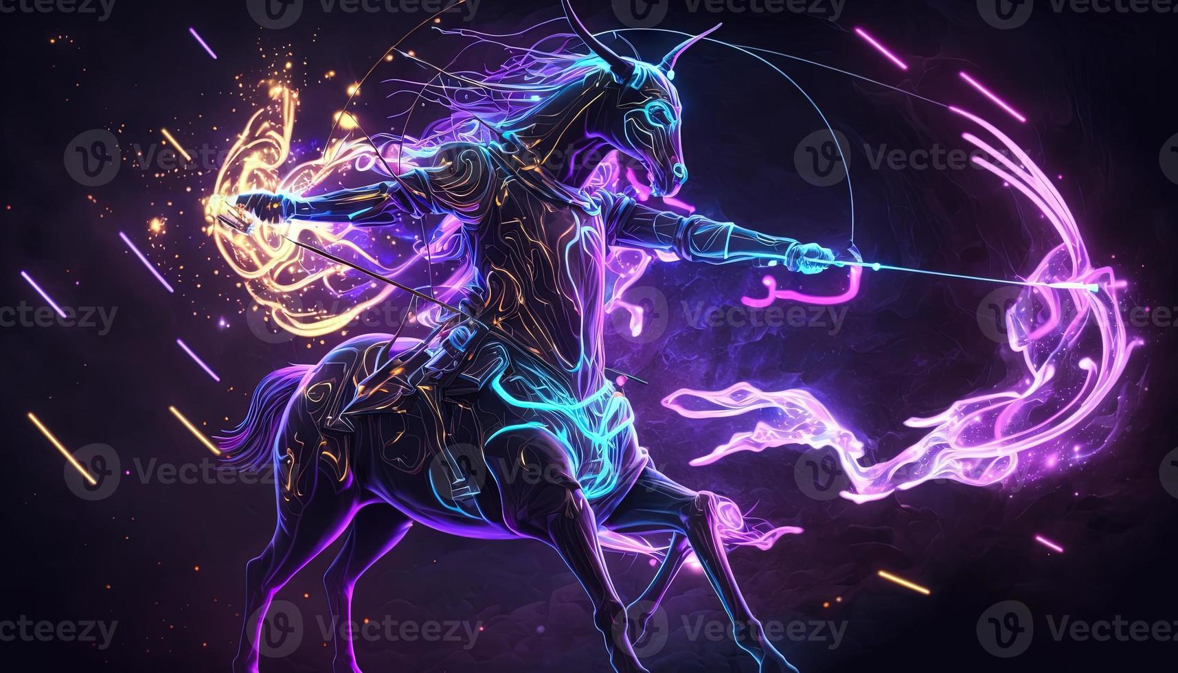 Capricorn Zodiac Sign magical neon energy glowing Generative Art photo