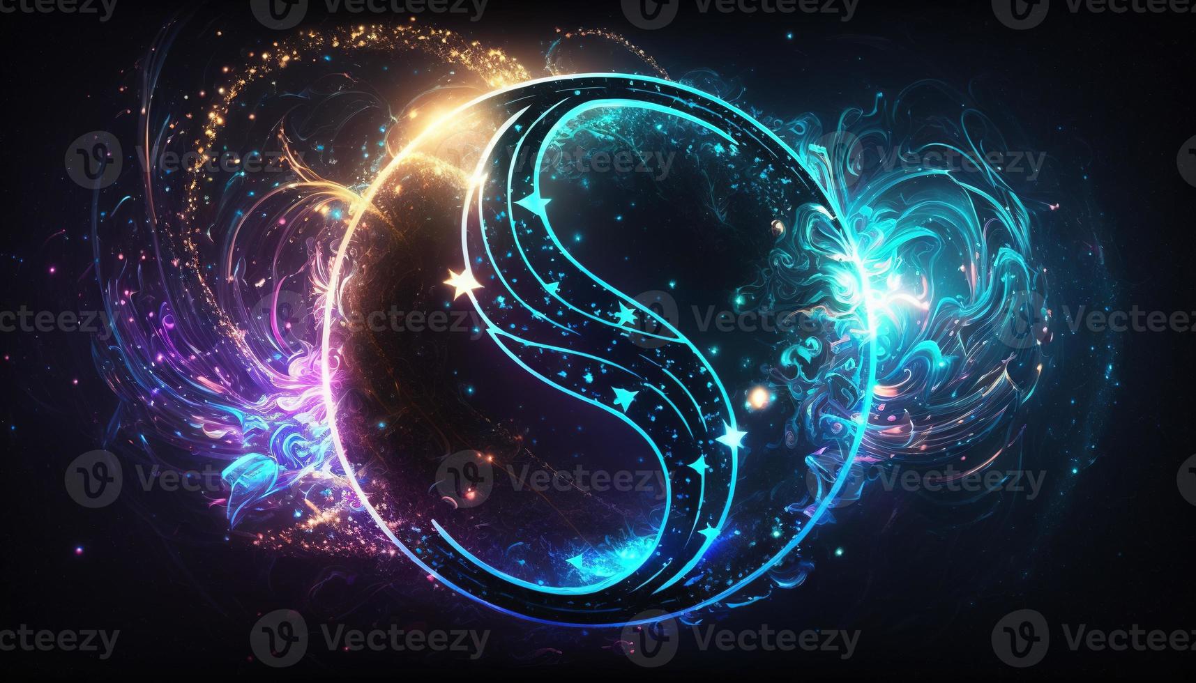 Pisces Zodiac Sign magical neon energy glowing Generative Art photo