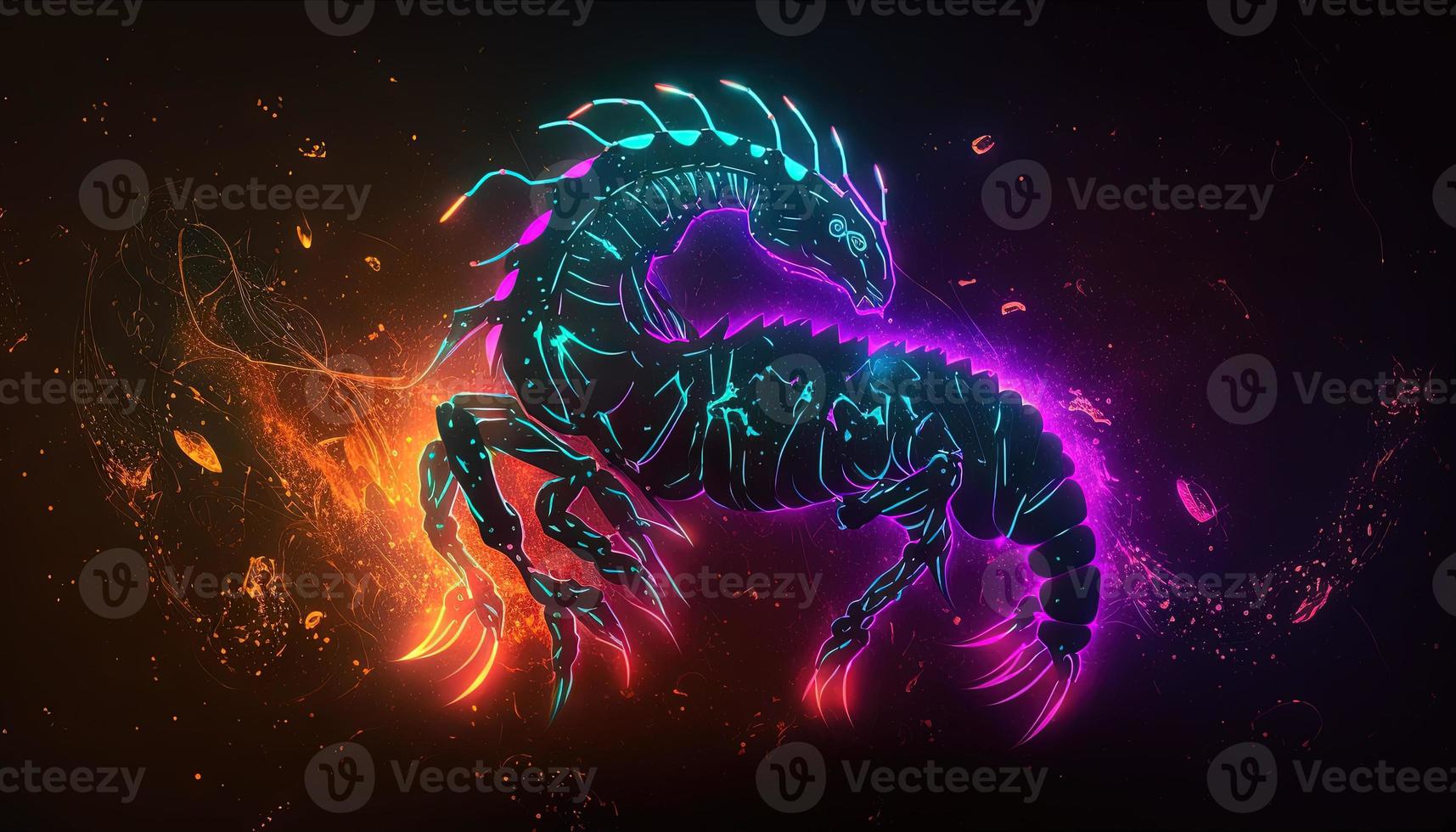 Scorpio Zodiac Sign magical neon energy glowing Generative Art photo