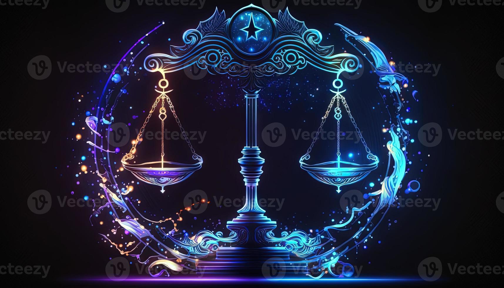 Libra Zodiac Sign magical neon energy glowing Generative Art photo