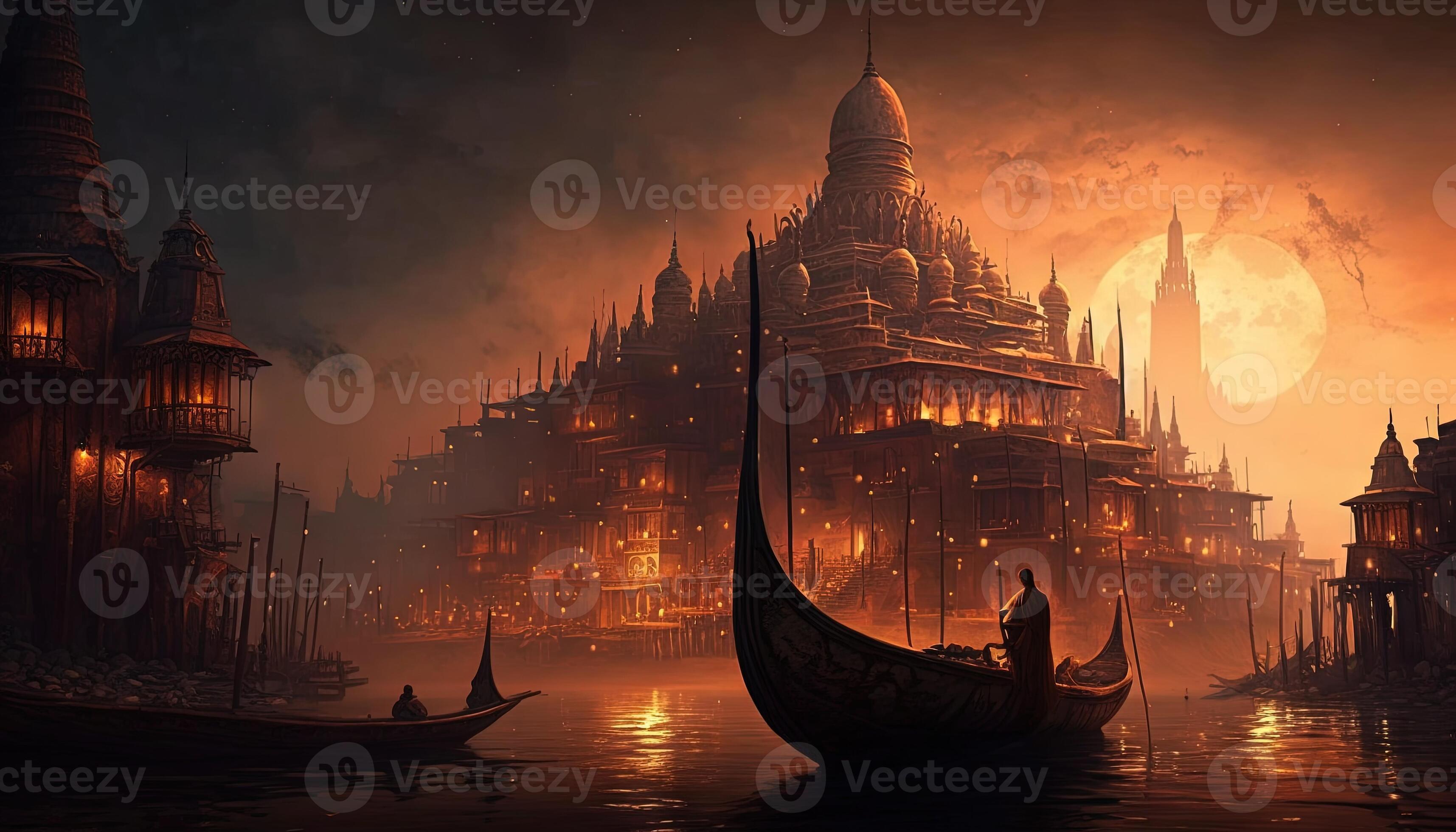 Varanasi in india night fantasy artwork generative ai art 21924839