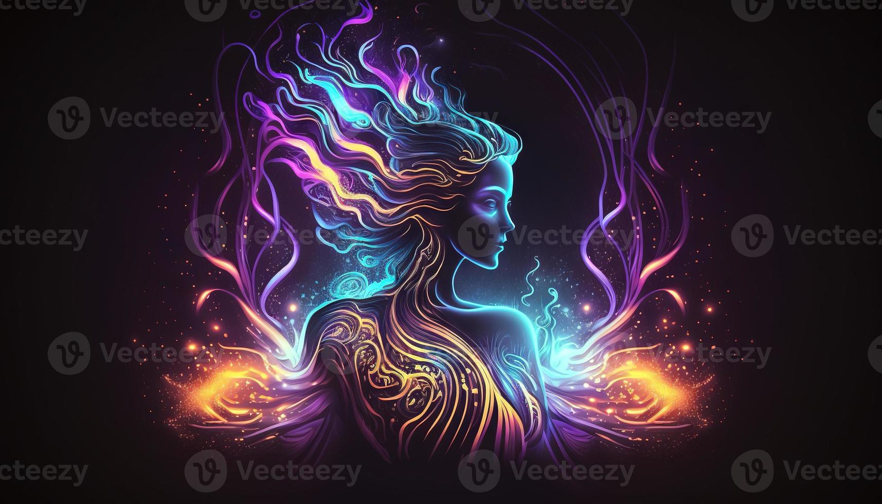 Virgo Zodiac Sign magical neon energy glowing Generative Art photo